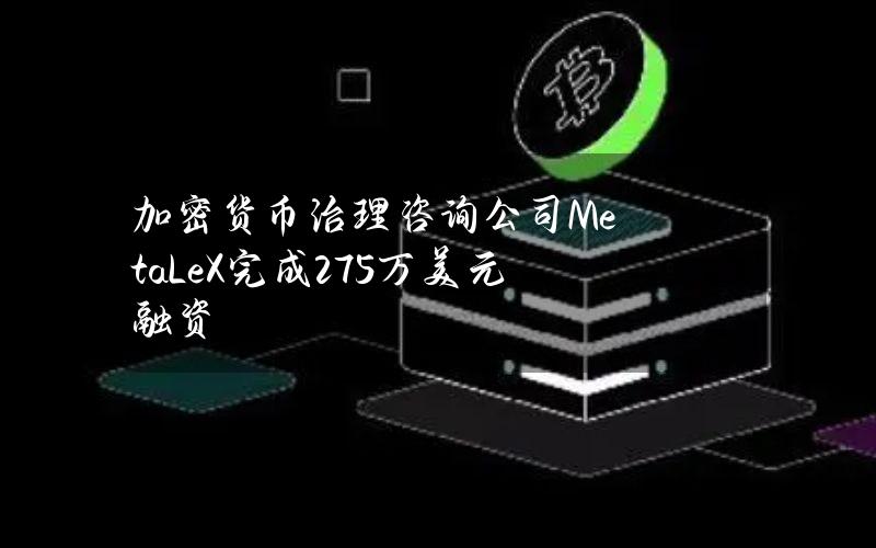 加密货币治理咨询公司MetaLeX完成275万美元融资