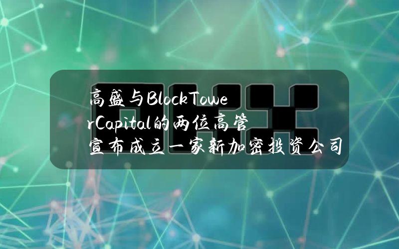 高盛与BlockTowerCapital的两位高管宣布成立一家新加密投资公司