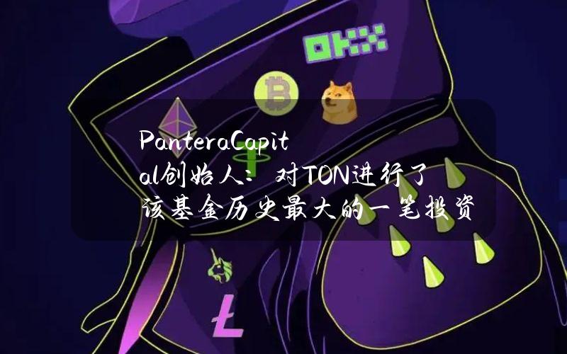 PanteraCapital创始人：对TON进行了该基金历史最大的一笔投资